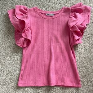 Zara Pink Ruffled Blouse